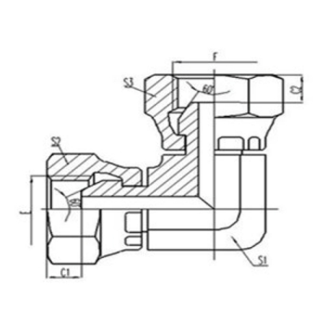 90°彎英制活動(dòng)內(nèi)螺紋60°外錐面密封